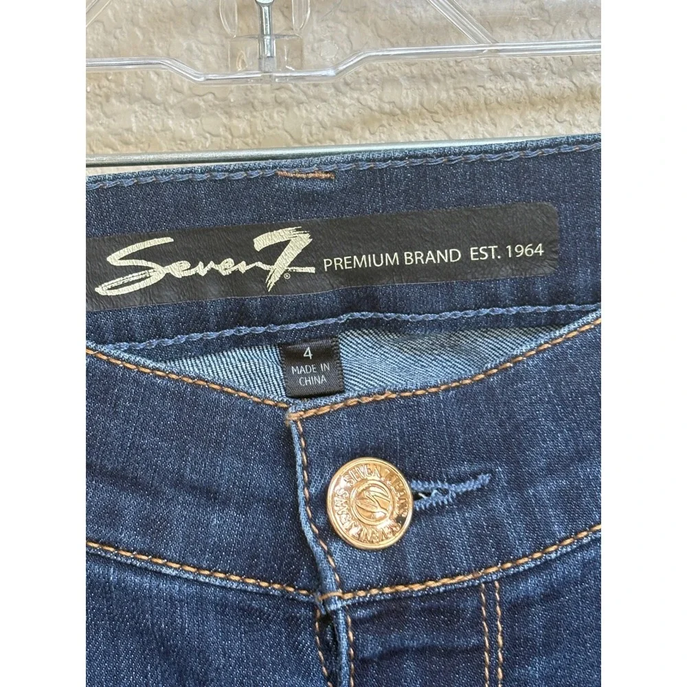 Seven7 Maternity Skinny Jeans Women 4 Dark Wash Blue Denim Elastic Side Panels
